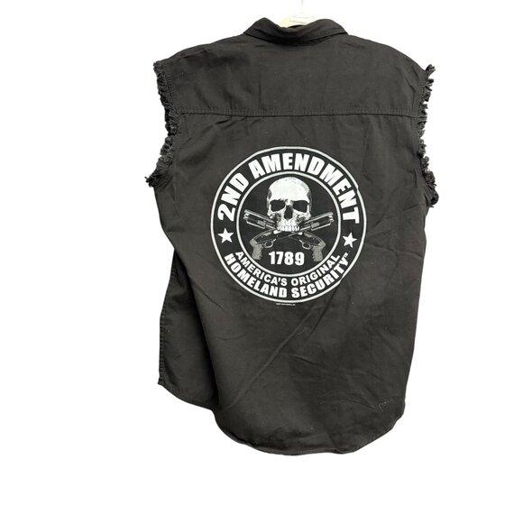 Milwaukee Leather Performance Apparel Frayed Sleeveless Button Down Shirt XL - Picture 2 of 8